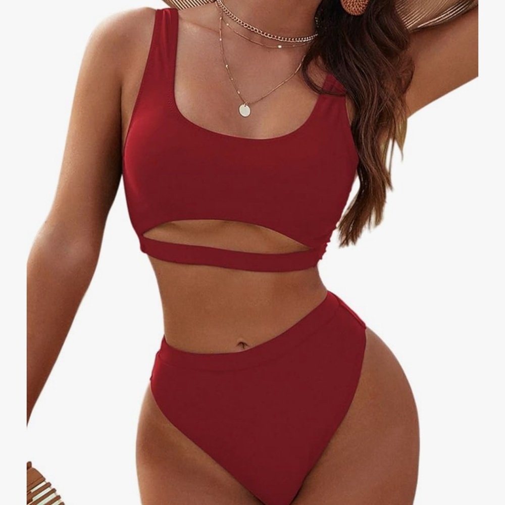 Women's Red Cutout Bikini Set